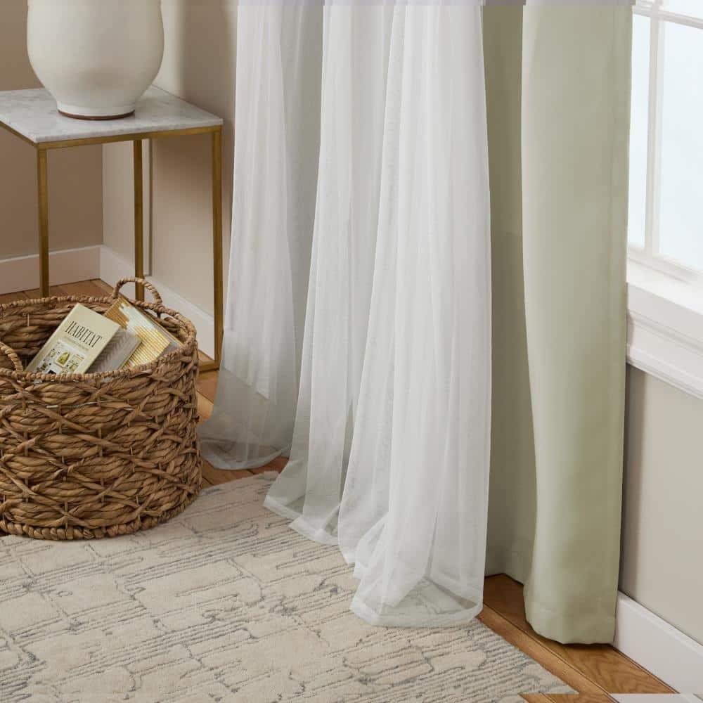 Set of 2 (63"x52") Caterina Layered Solid Blackout with Sheer Top Curtain Panels Sand - Exclusive Home: Thermal Insulated