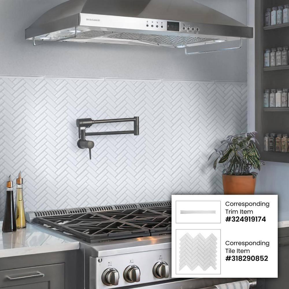 11"X 12.6" Herringbone Polished Glass Mosaic Tile
