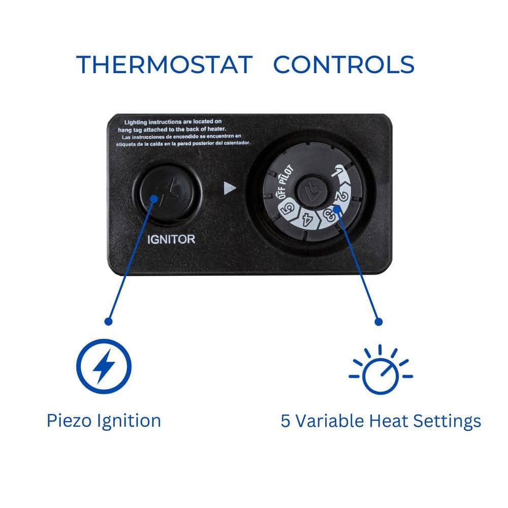 Procom Heating Liquid Propane Vent Less Blue Flame Heater with Base Feet- 30,000BTU T-Stat Control, Model-ML300TBA-B