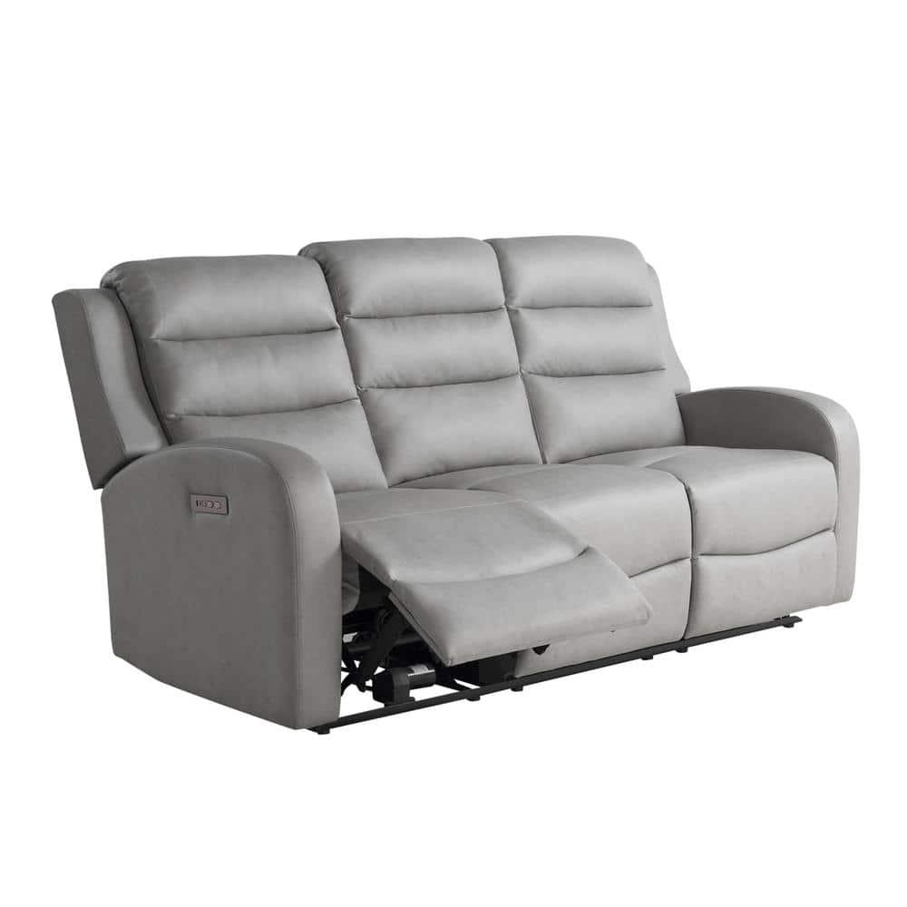 Relax-A-Lounger Alpine Power Recliner Sofa Gray Vegan Leather