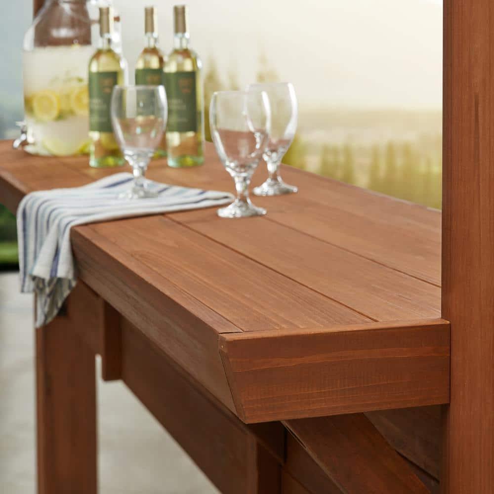 Ashland 14 ft x 10 ft Brown Cedar Wood Outdoor Pergola with Bar