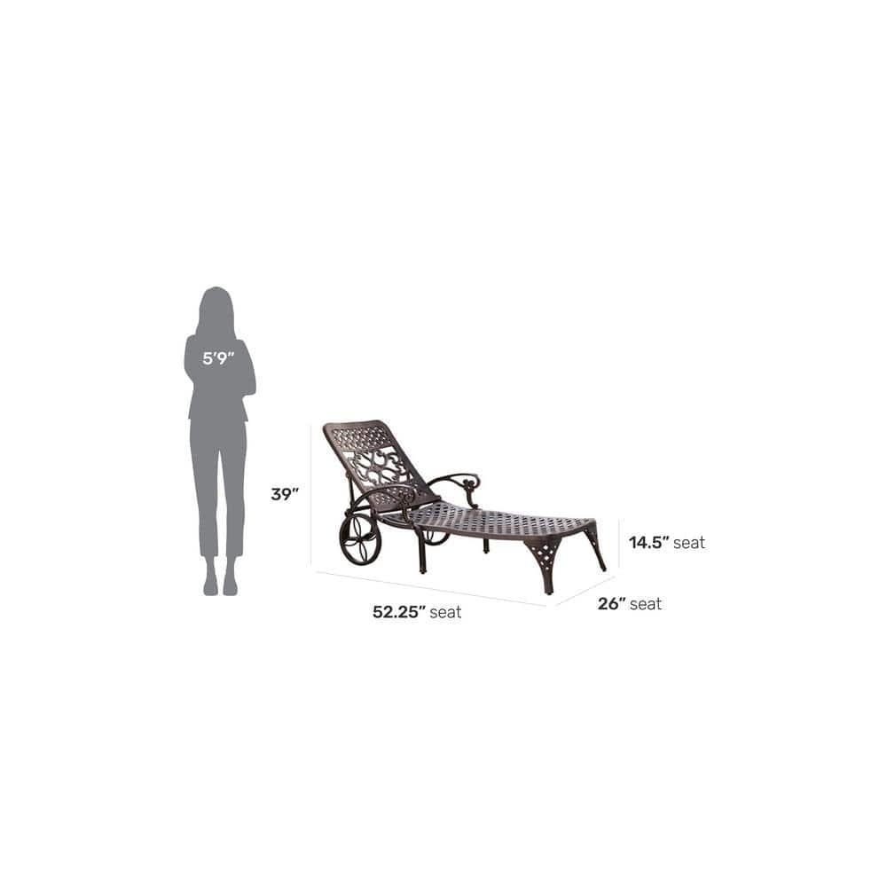 Homestyles Sanibel Cast Aluminum Outdoor Patio Reclining Chaise Lounge in Bronze