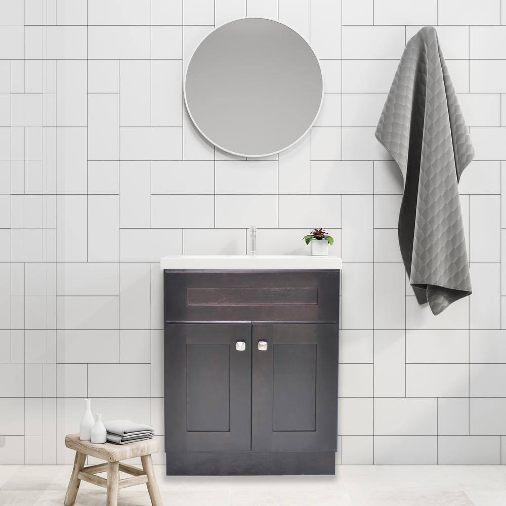 Brookings 30 Inch Bathroom Vanity, Ready to Assemble, Solid Wood, Sherwin Williams – Design House, 587089