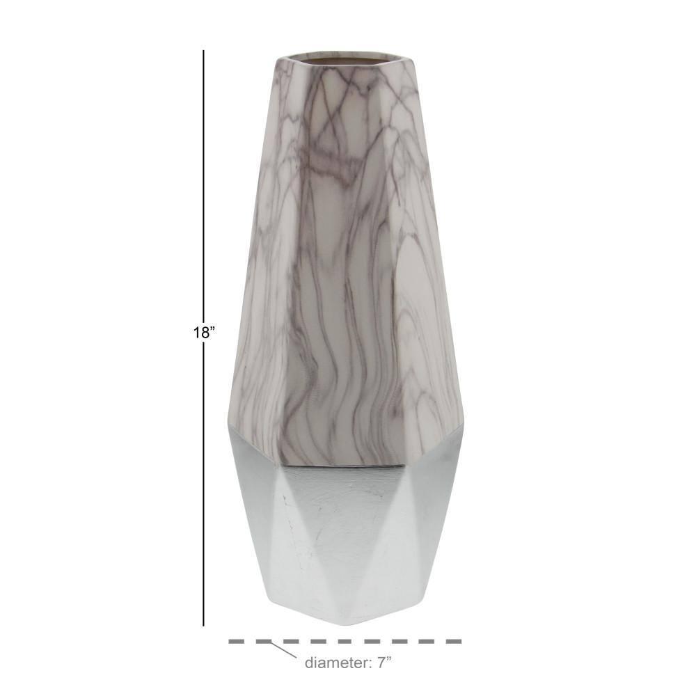 DecMode 13" Striped Black Ceramic Vase with Gold Accents