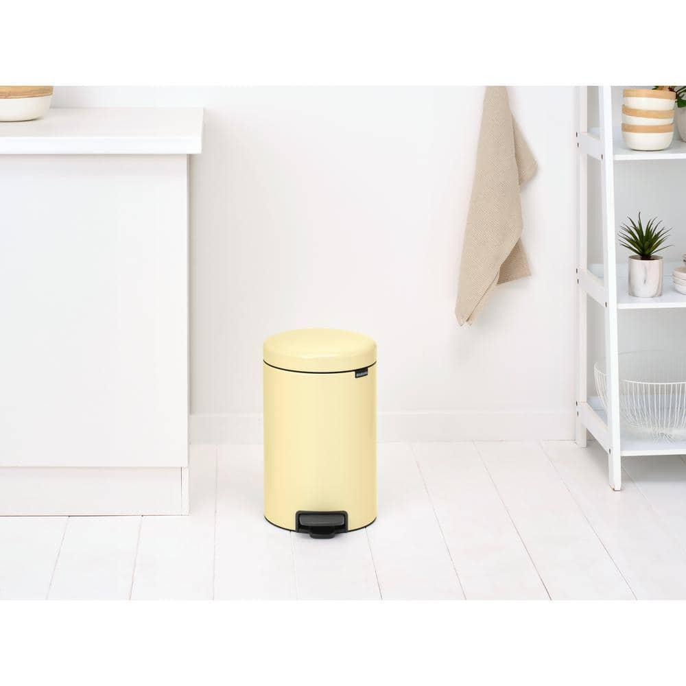 Mellow Yellow Polypropylene Round Step-On Trash Can, 3.2 Gallon