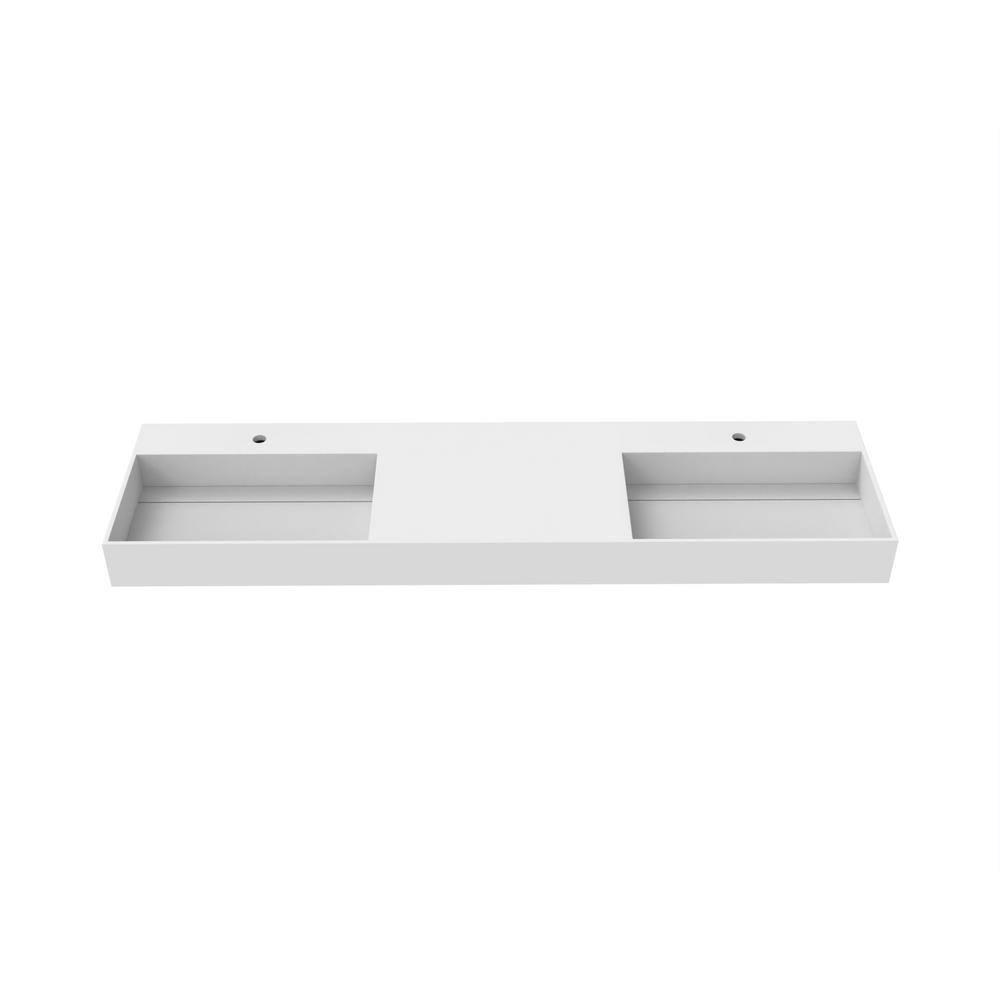 Juniper 72" Rectangular Modern Wall-Mounted Bathroom Sink with Concealed Drain Plate