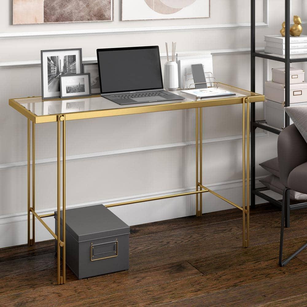 Evelyn&Zoe Inez 48" Wide Rectangular Desk in Brass