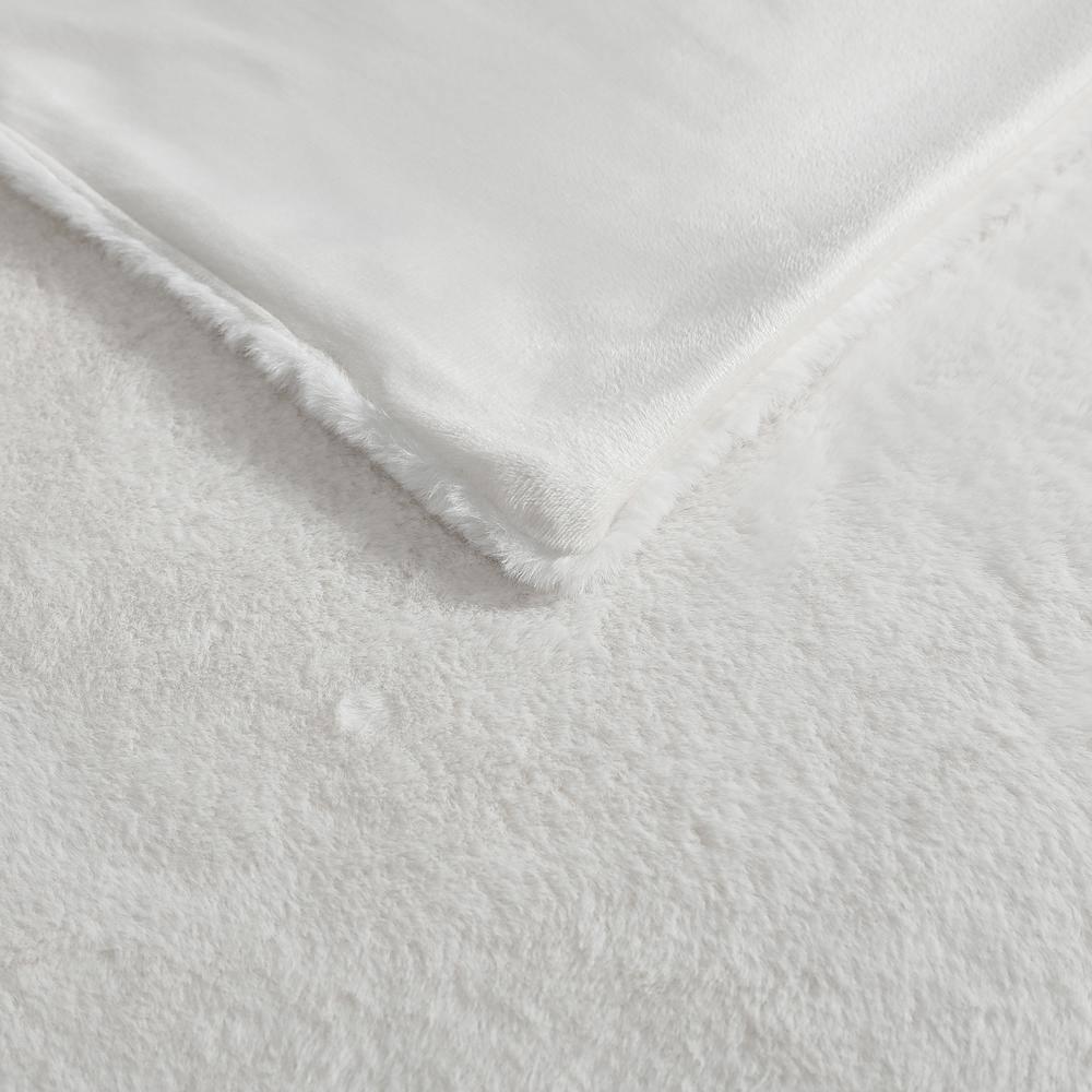 Kenneth Cole Reaction Faux Fur Throw Blanket Faux Fur (Solid -White)-50" X 60"