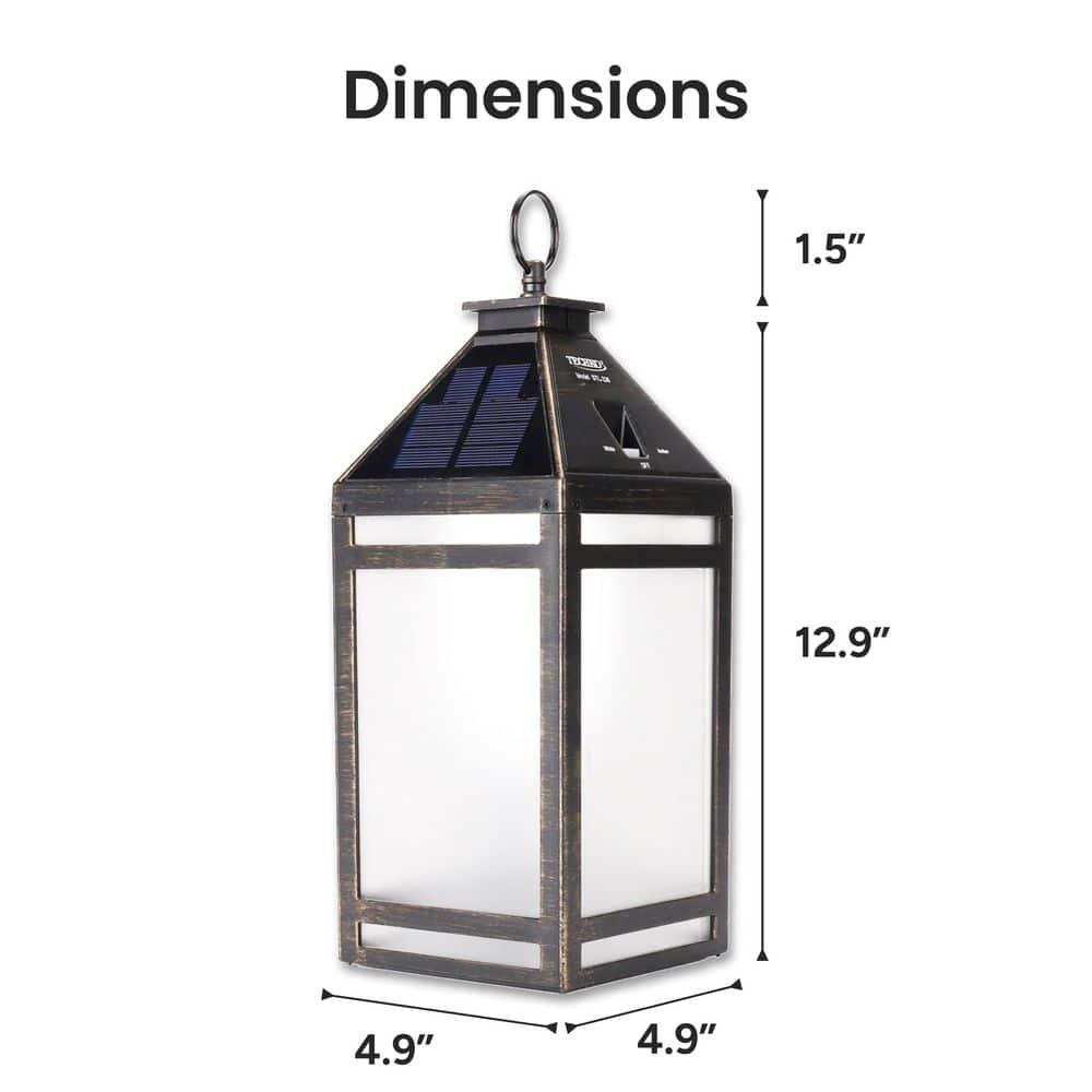 Techko 12.88 Outdoor Vintage Solar LED Lantern with Auto Dawn-to-Dusk Sensor