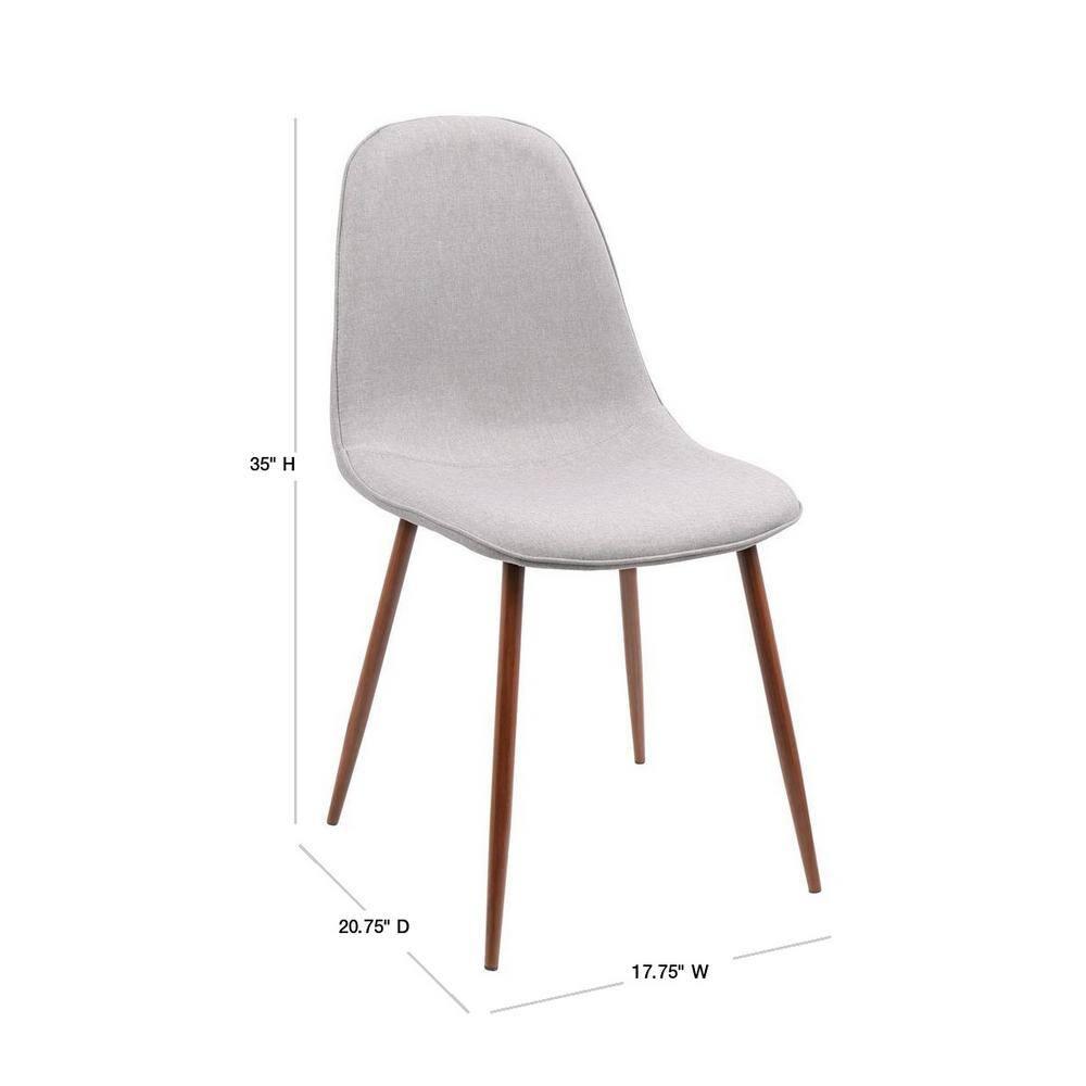 Set of 2 Pebble Mid-Century Modern Dining Accent Chairs Walnut/Light Gray: Upholstered Metal Frame - LumiSource