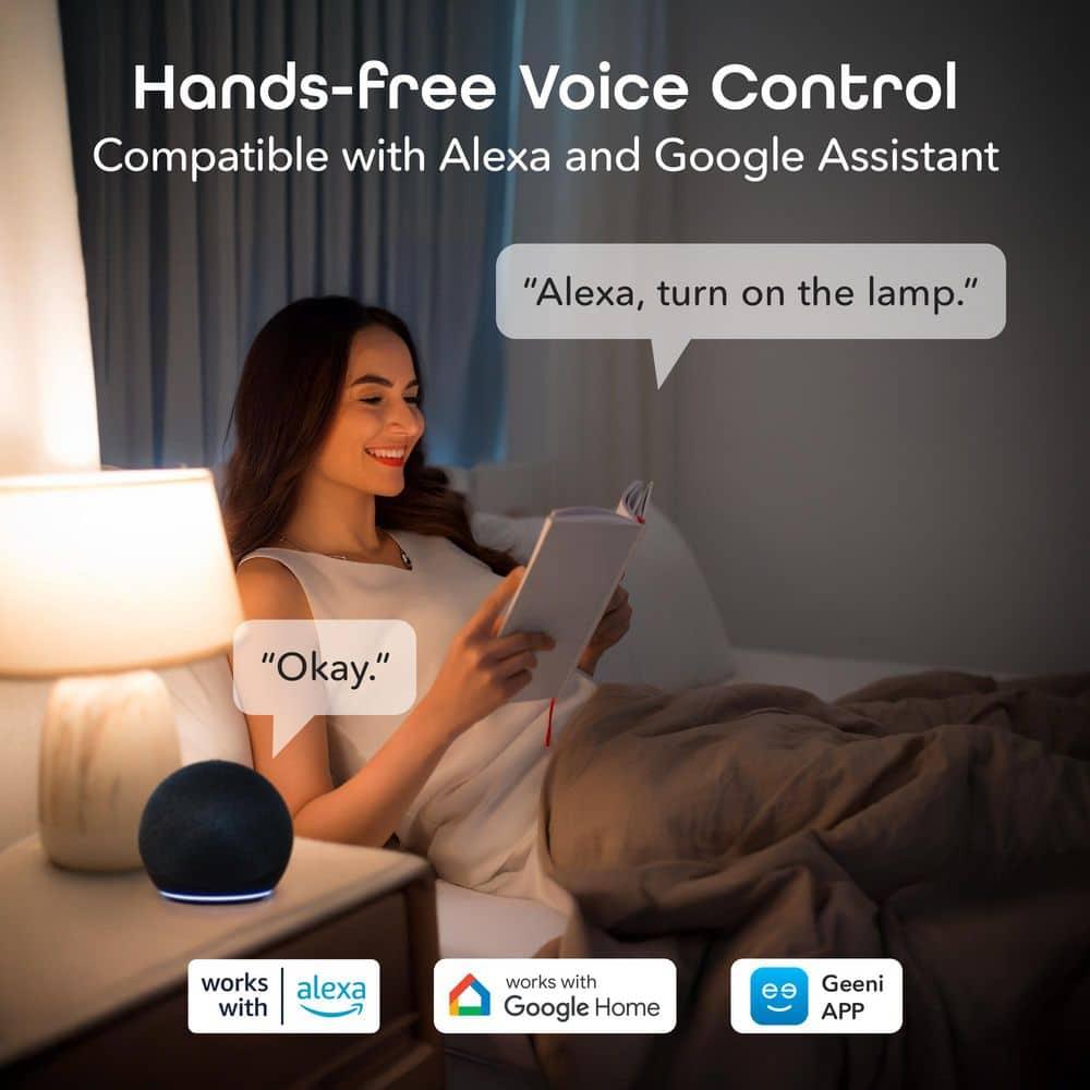 Geeni Smart LED Light Bulb 3-Pack  A19 WiFi Dimmable Soft White 800 Lumens, Works with Alexa & Google Assistant, Voice Control, Energy Efficient Smart Bulbs