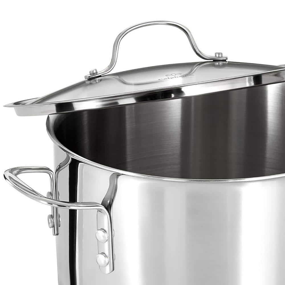 Calphalon 8 Quart Tri-Ply Stainless Steel Stock Pot with Lid and Aluminum Core