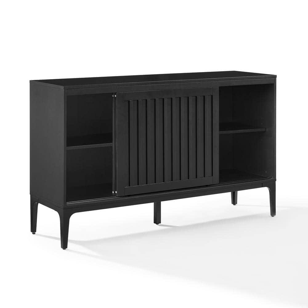 Crosley Furniture Asher Modern Particle Board Wood Sideboard in Matte Black