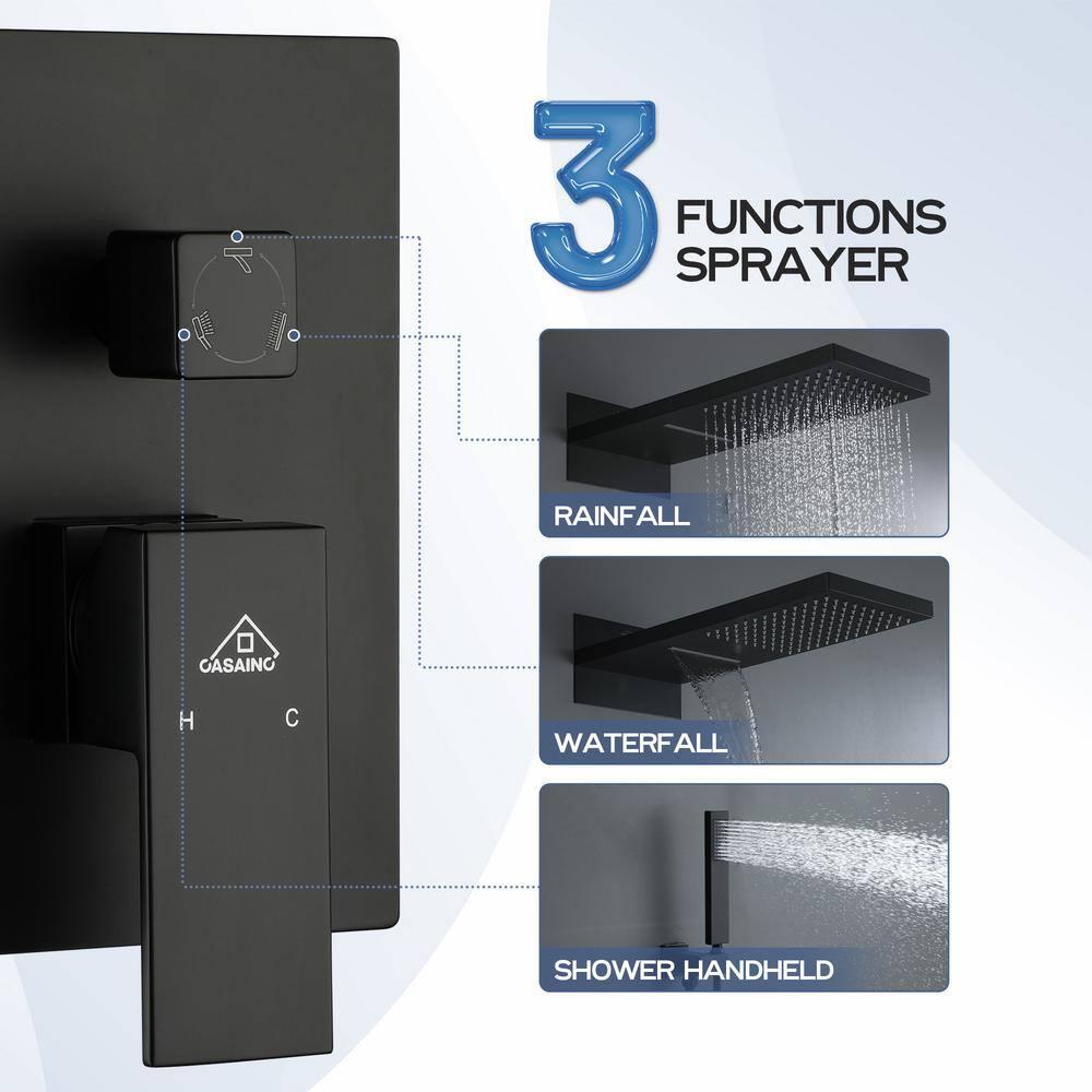 Cascade Bliss Luxury Complete Shower System with Rough-in Valve