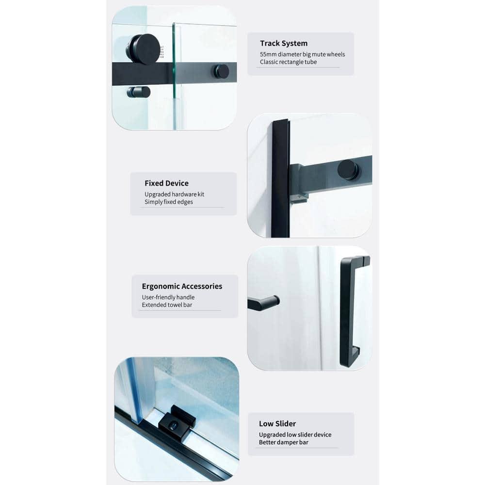 56"-60 ‘W x 75’ Aluminum Framed Shower Door