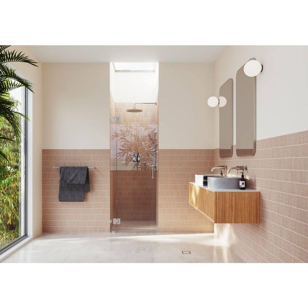 Glass Warehouse Halo 34.5 in. x 78 in. Frameless Glass Hinge Shower Door GW-GH-34-5-BN