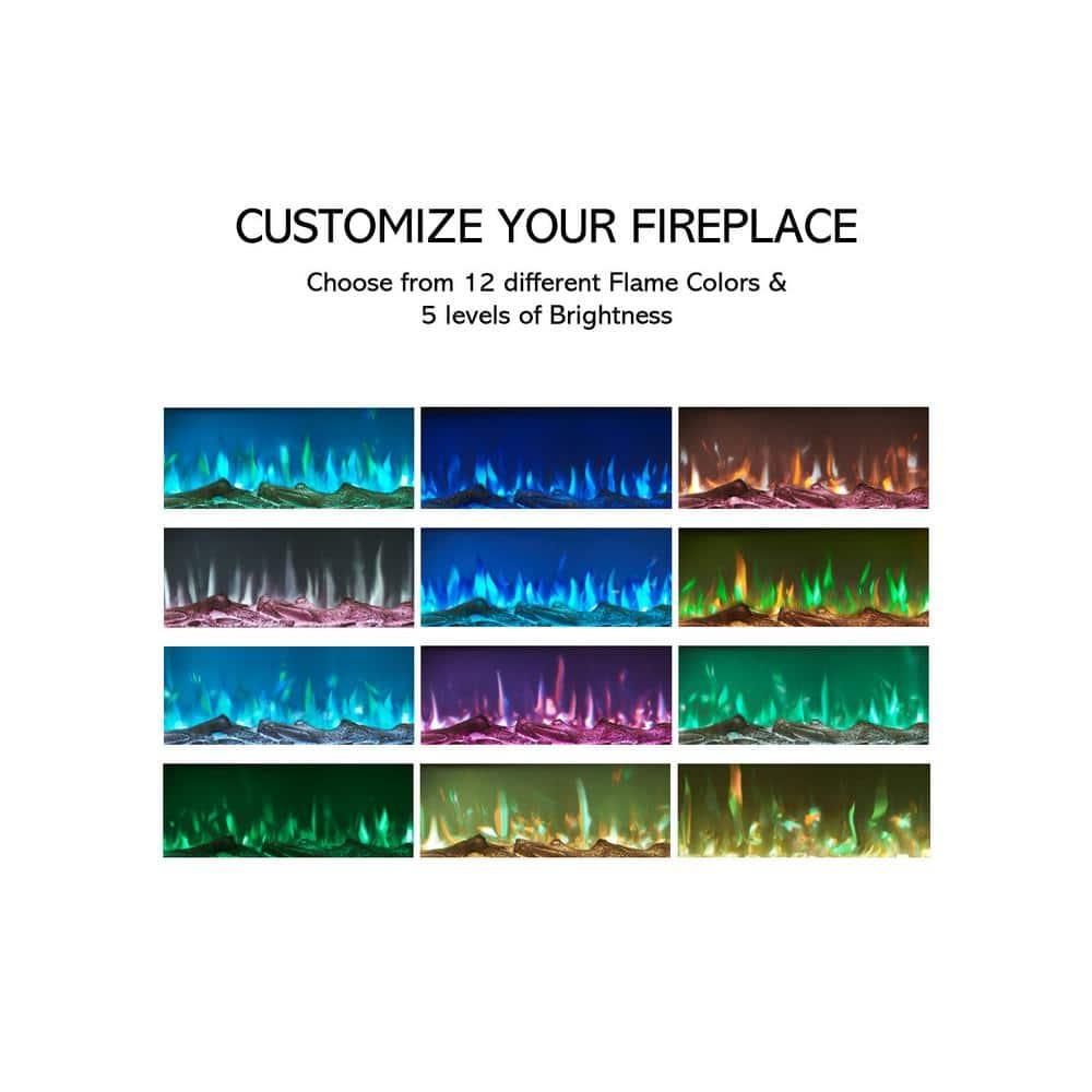 Alice 30" Electric Fireplace Inserts Recessed, Wall Mounted Fireplace LED Fireplace Heater with 12 Flame Colors, Touch Screen, Remote Control, Timer, Logset & Crystal Stones 500W/1500W - 30 inches