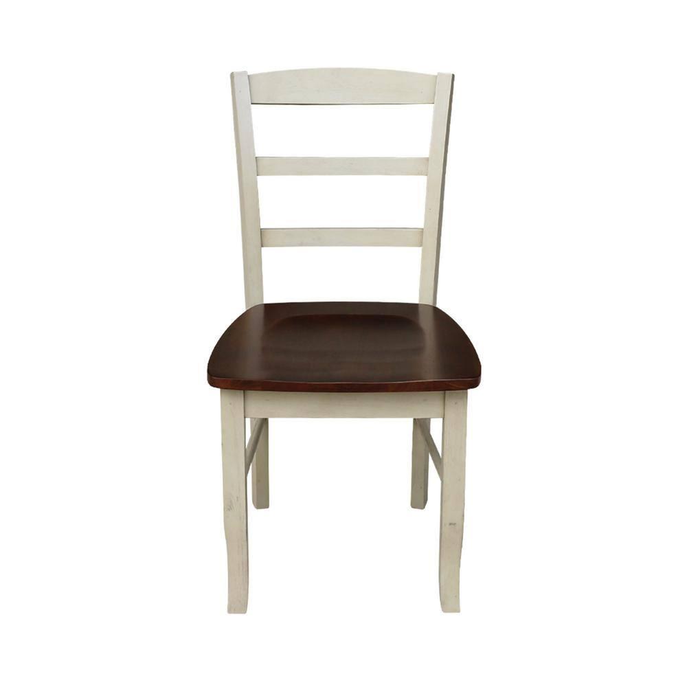 Set of 2 Madrid Ladderback Chairs Antiqued Almond/Espresso - International Concepts: Solid Wood, Unupholstered, Spot Clean