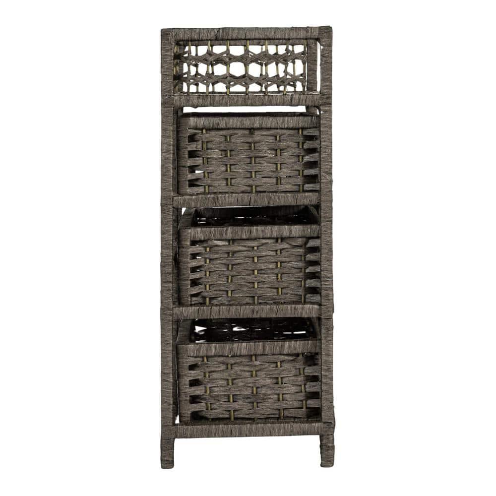 Household Essentials 3-Drawer Dresser with Top Shelf and Cutout Handles, Grey