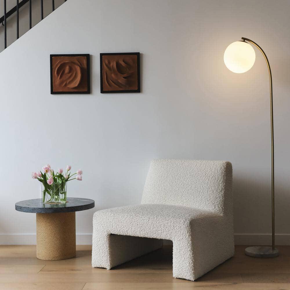 Brightech Luna Drop 75 in. Modern LED Arched Standing Floor Lamp with Frosted Glass Globe Shade