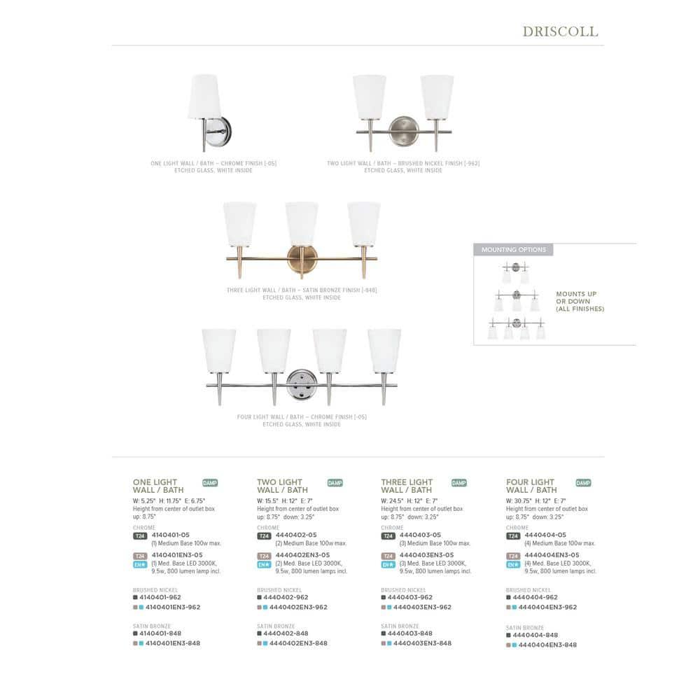 Chrome 2-Light LED Bathroom Vanity Fixture with Opal Glass Shade