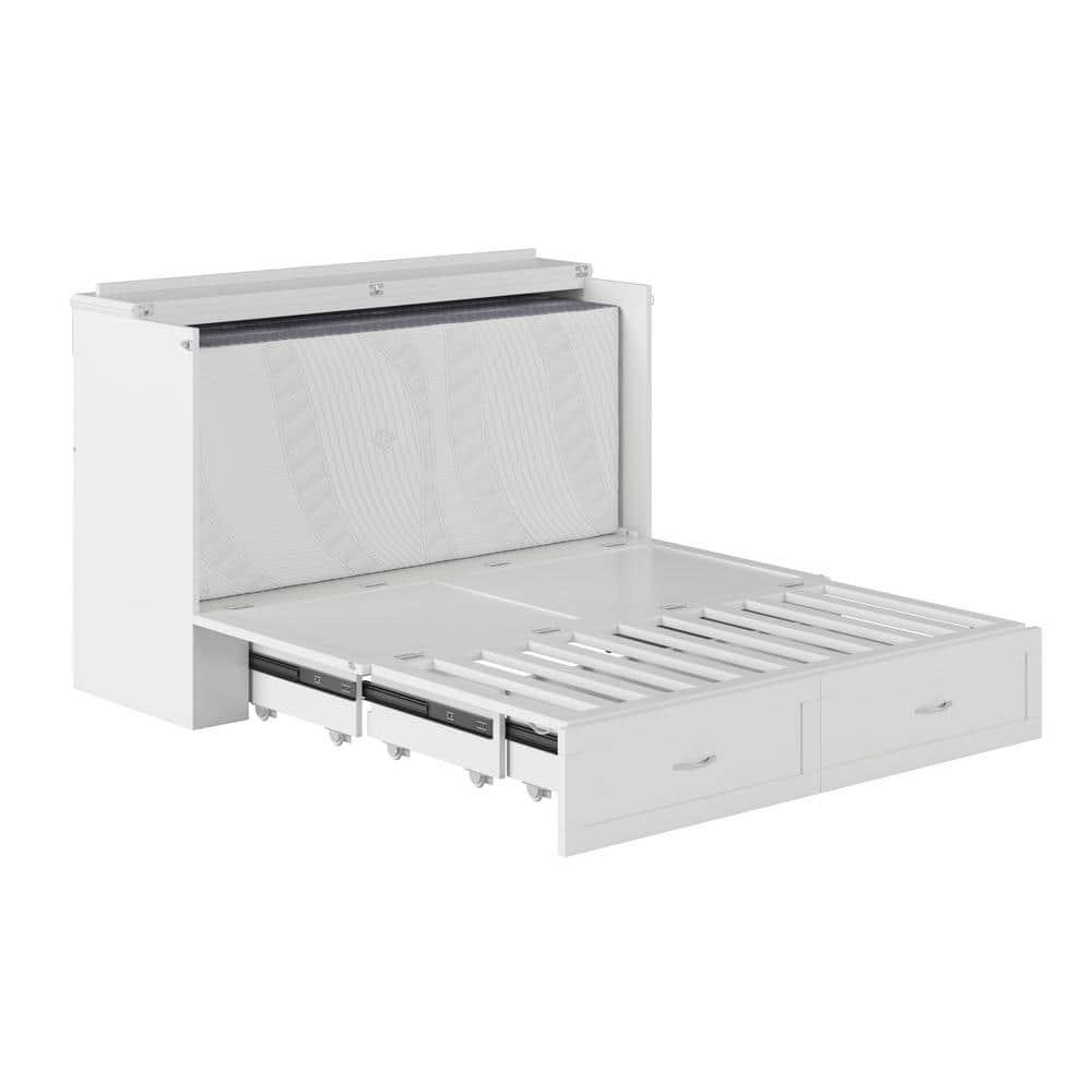 Hamilton Murphy Bed Chest Queen White with Charging Station