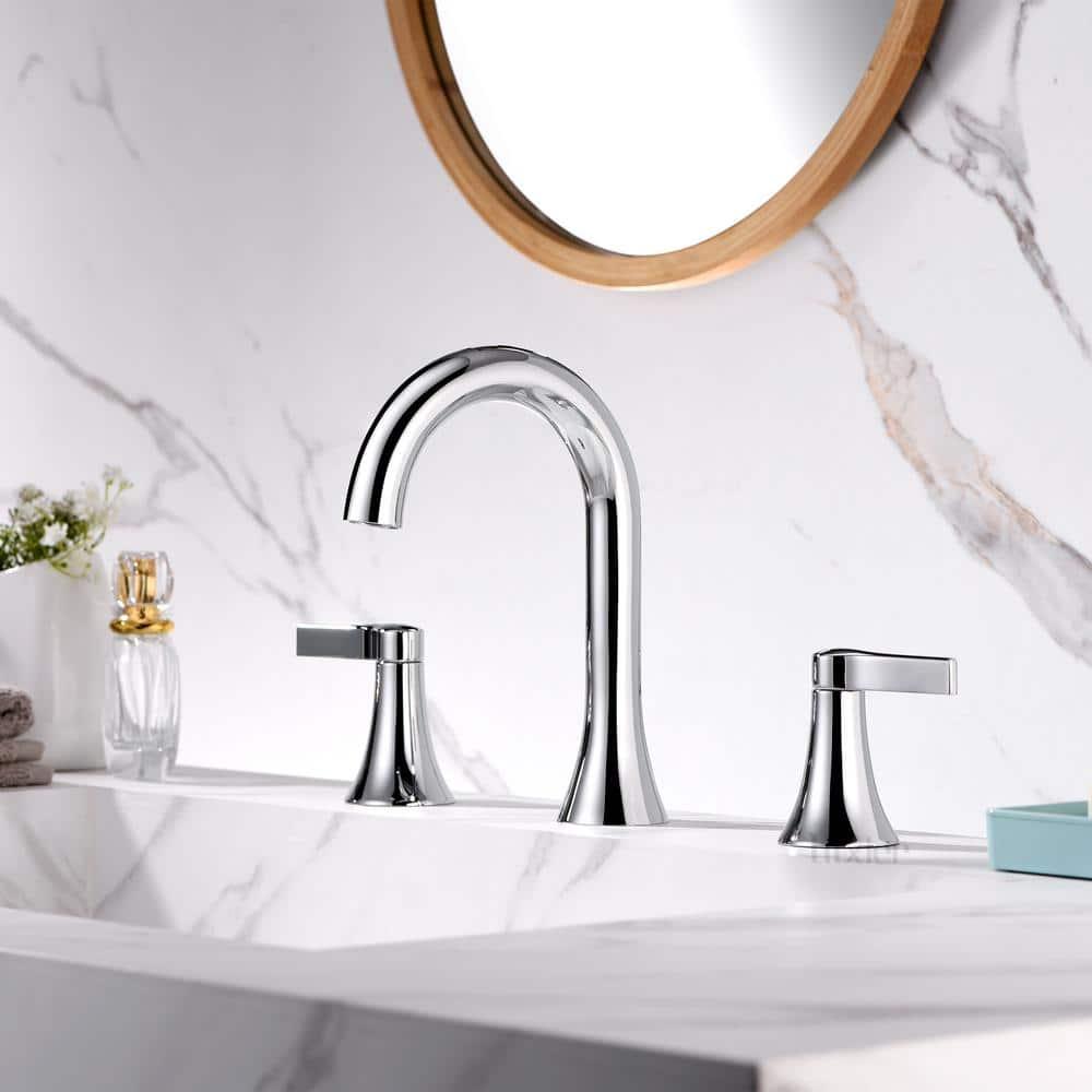 Widespread Bathroom Faucet with Drain Assembly