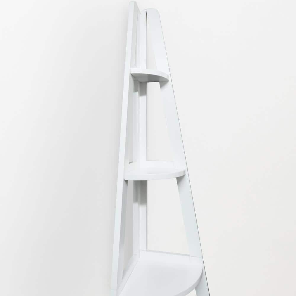 5-Shelf Corner Ladder Bookcase - White