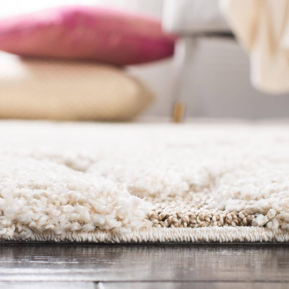 Florida Shag SG455 Power Loomed Indoor Area Rug - Cream/Beige - 5' round - Safavieh.
