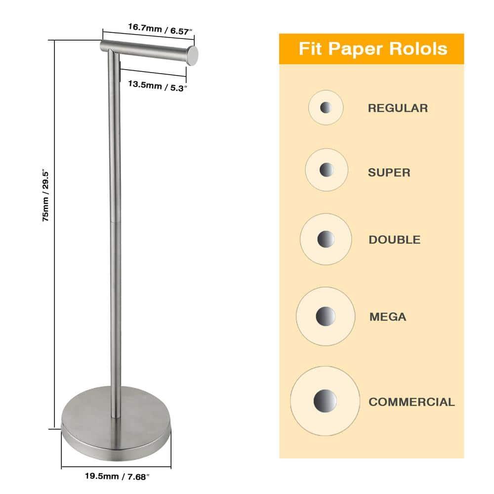 BGL Freestanding Toilet Paper Holder - Brushed Nickel, Reserve Storage for Paper Rolls