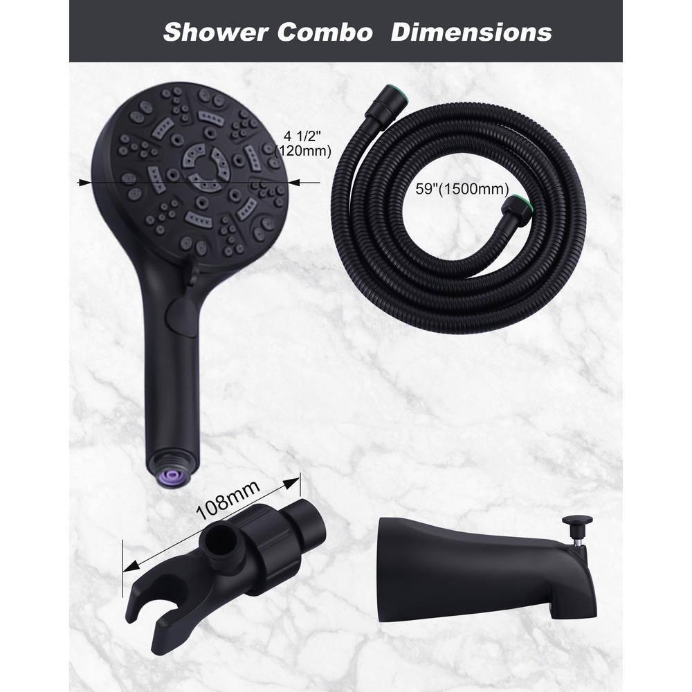 ARCORA AR9101400D Single Handle 7-Spray Tub & Shower Faucet Set 1.8 GPM Handheld Shower With Brass Rough-In Valve