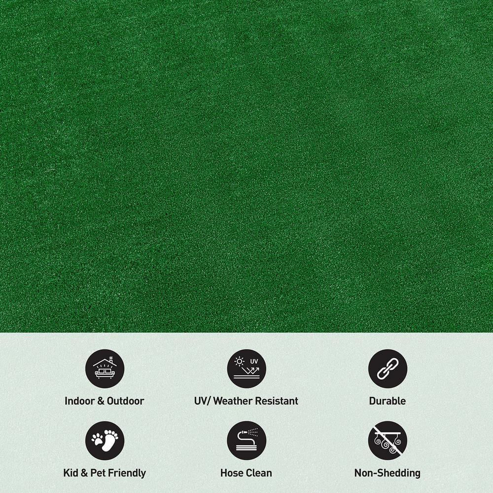 World Rug Gallery Artificial Turf Solid Grass Indoor Outdoor Area Rug - GREEN 5'x7'