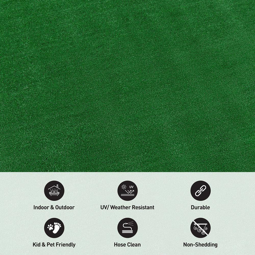 World Rug Gallery Artificial Turf Solid Grass Indoor Outdoor Area Rug - GREEN 6'6"x9'