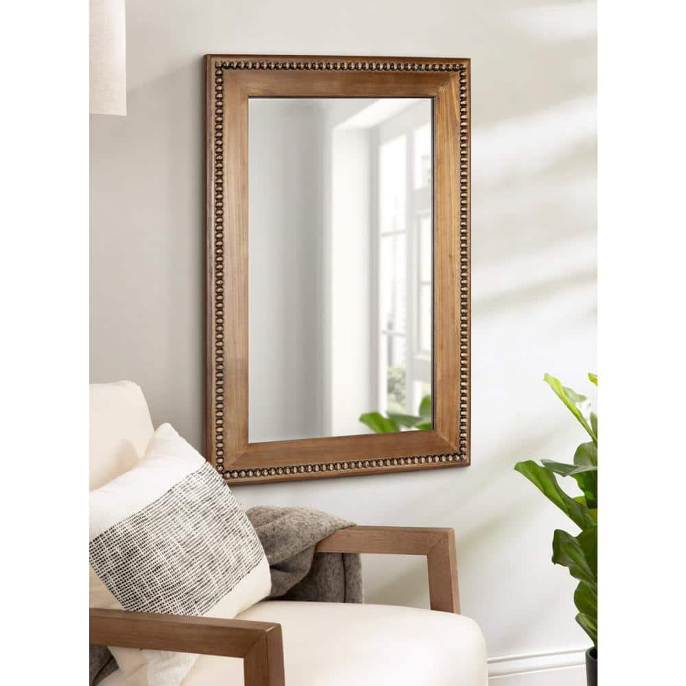24" x 36" Strahm Wood Framed Wall Mirror Rustic Brown - Kate & Laurel All Things Decor: Modern Rectangle, No Assembly Required