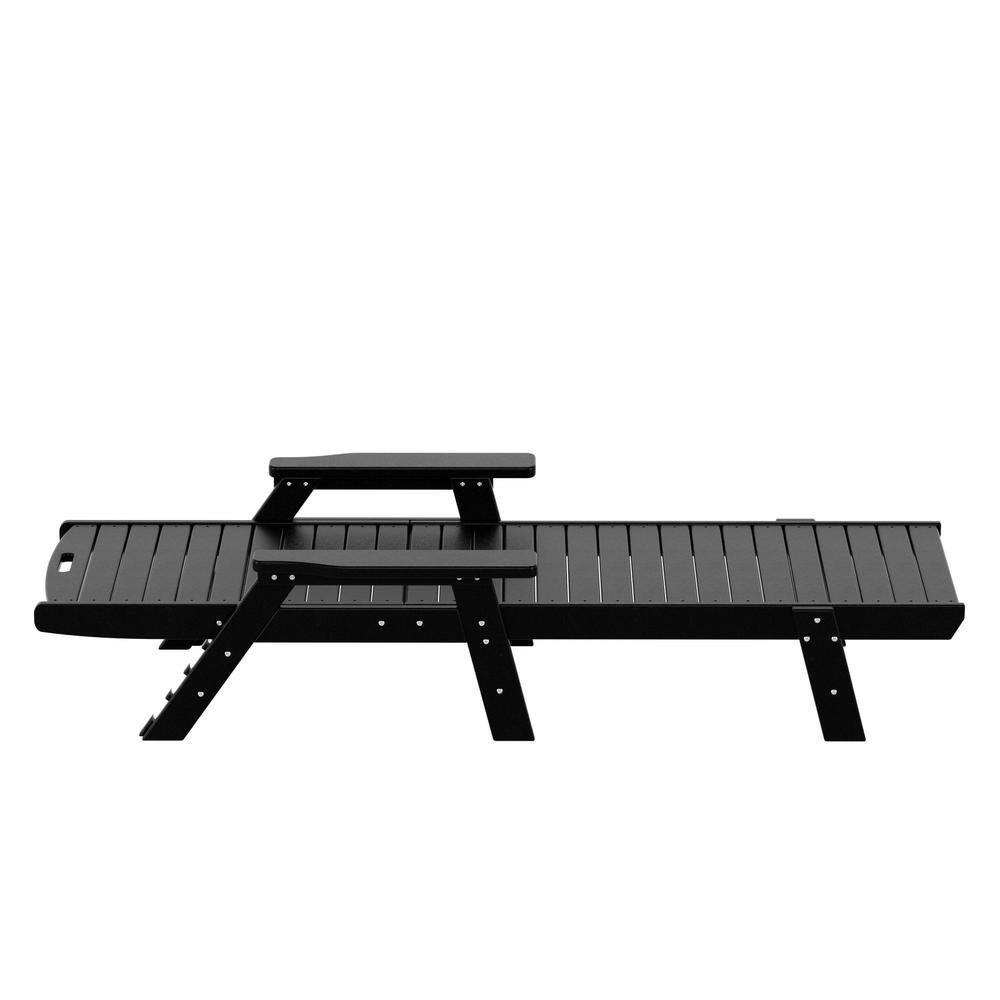 Polytrends Laguna 78" Poly Weather-Resistant Outdoor Chaise Lounge (Set of 2) Black