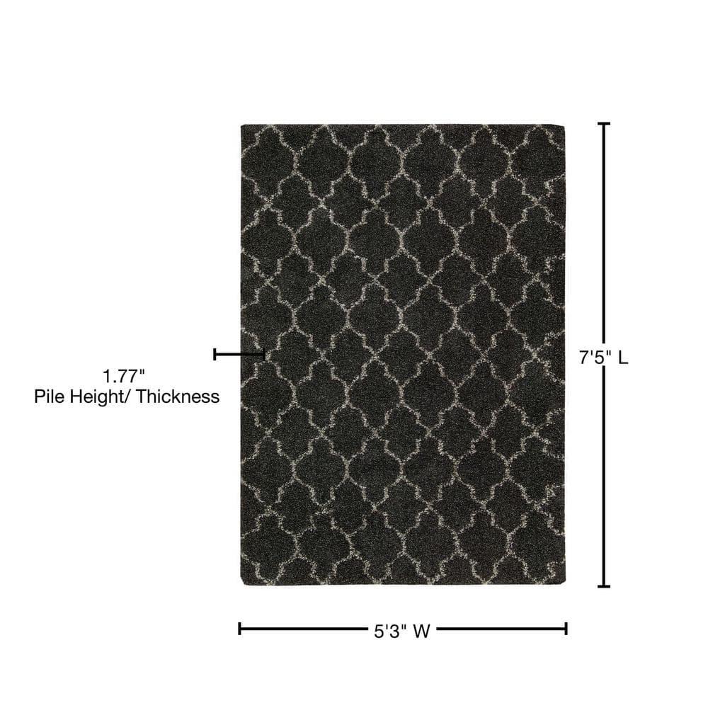 Nourison Amore Trellis Charcoal 5'3" x 7'5" Area Rug, (5x7)