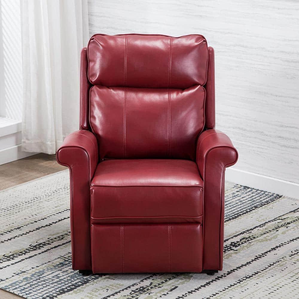 Comfort Pointe Lehman Power Recliner Chair Red: Upholstered Faux Leather, Multi-Position Lift, Remote Control