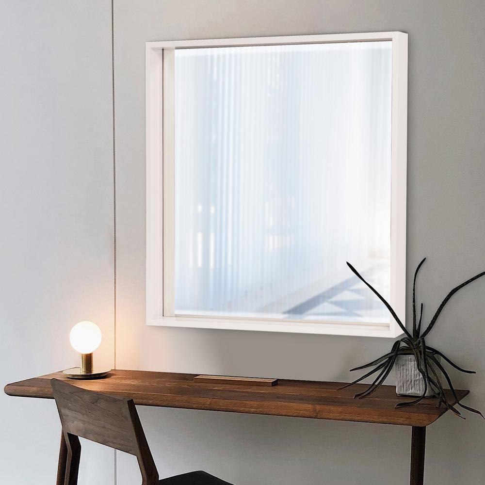 Tyler Dillon White Square Mirror with Shadowbox Style Wood Frame - 40" x 40"