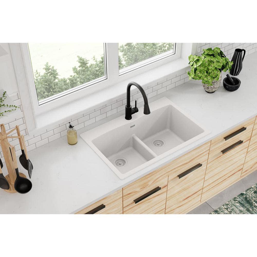 Quartz Classic 33" x 22" x 10" Double Basin Drop-In Kitchen Sink