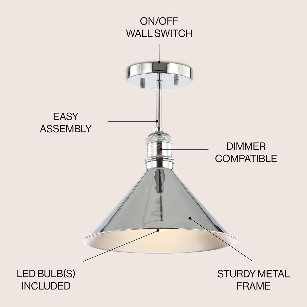 JONATHAN Y JYL9511A Nick 11" Metal LED Semi-Flush Mount, 2700K, Farmhouse, Transitional, Traditional, Rustic, Industrial, Coastal, Office, Living Room, Hallway, Foyer, Oil Rubbed Bronze/Brass Gold