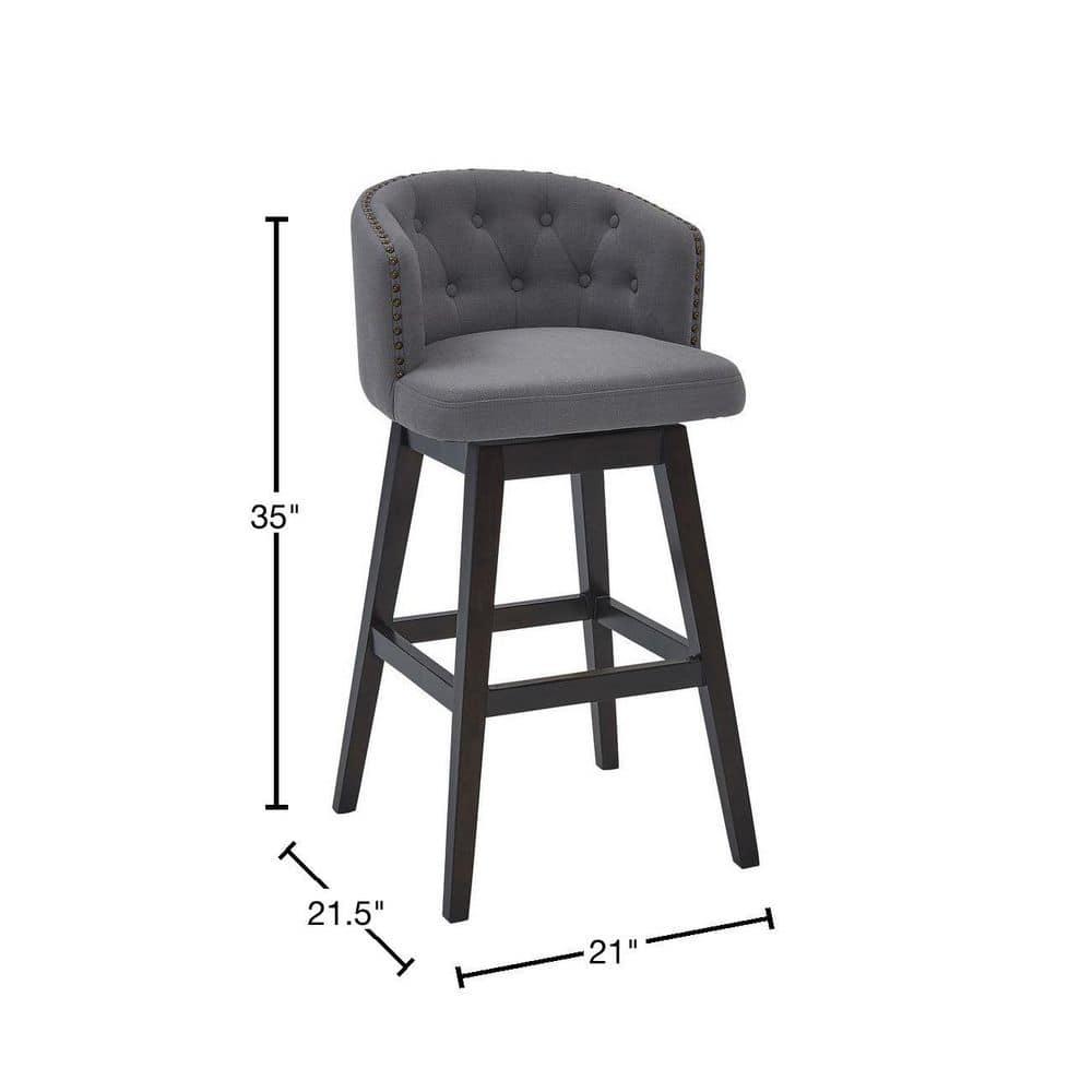 26" Celine Fabric Wood Swivel Tufted Counter Height Barstool - Armen Living