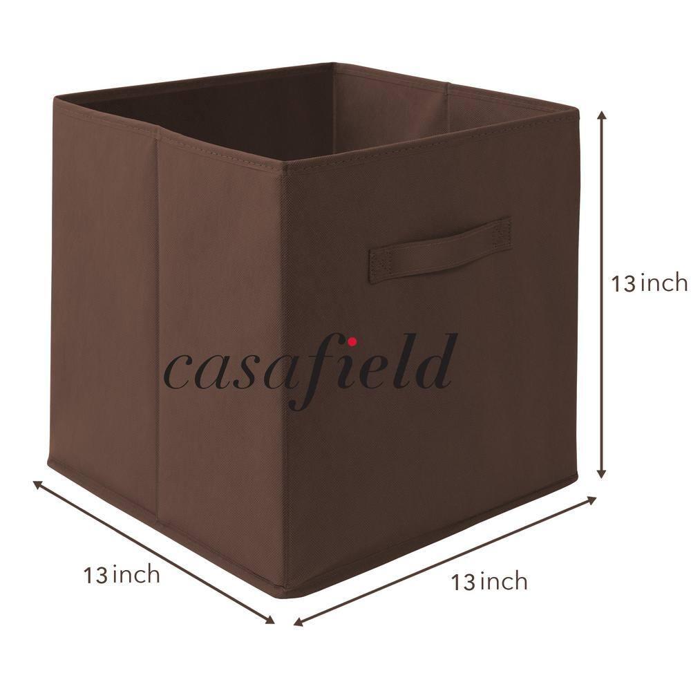 Casafield Set of 6 Collapsible Fabric Storage Cube Bins, Brown - 13" Foldable Cloth Baskets for Shelves and Cubby Organizers