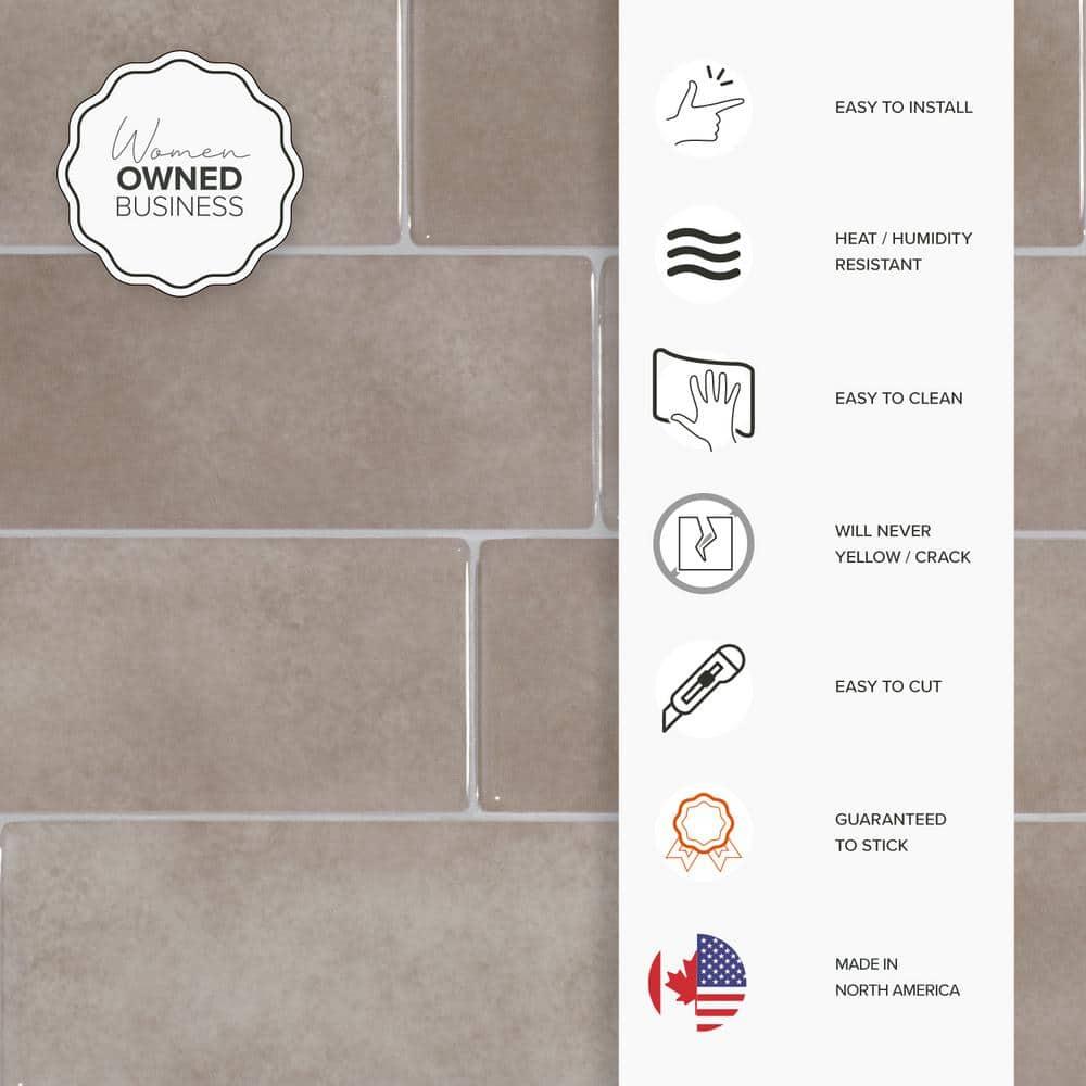 Peel and Stick Gel Backsplash Tile Metro 12'' x 8'' (Set of 4)