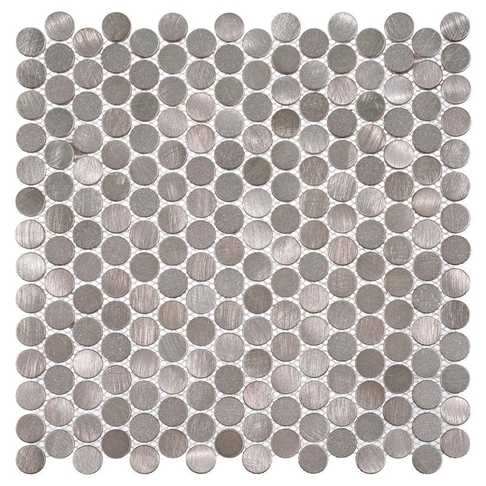 Orb 3/4" Metal Penny Round Mosaic Tile Shower Wall, Kitchen Backsplash and Wall Tile