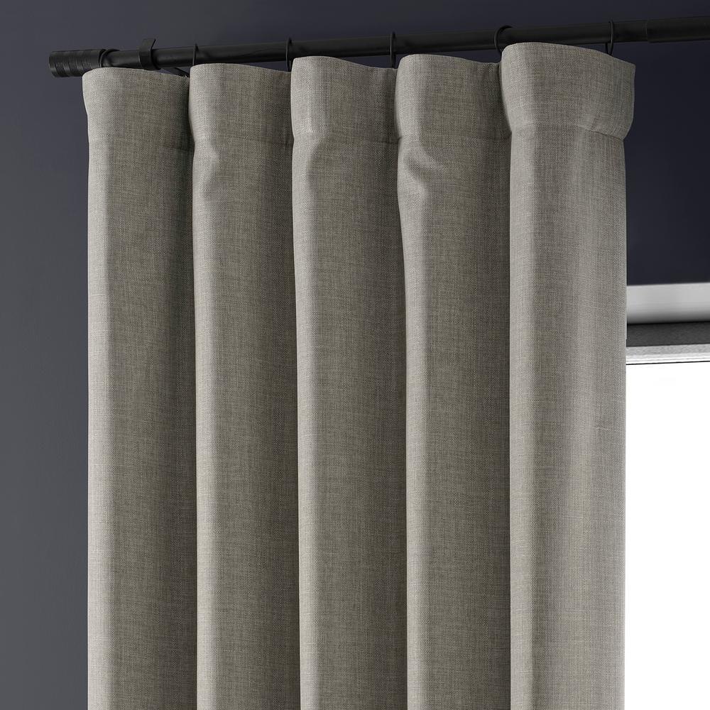Signature Destination Slate Faux Linen Blackout Curtain (1 Panel), Destination Slate, 50W X 96L