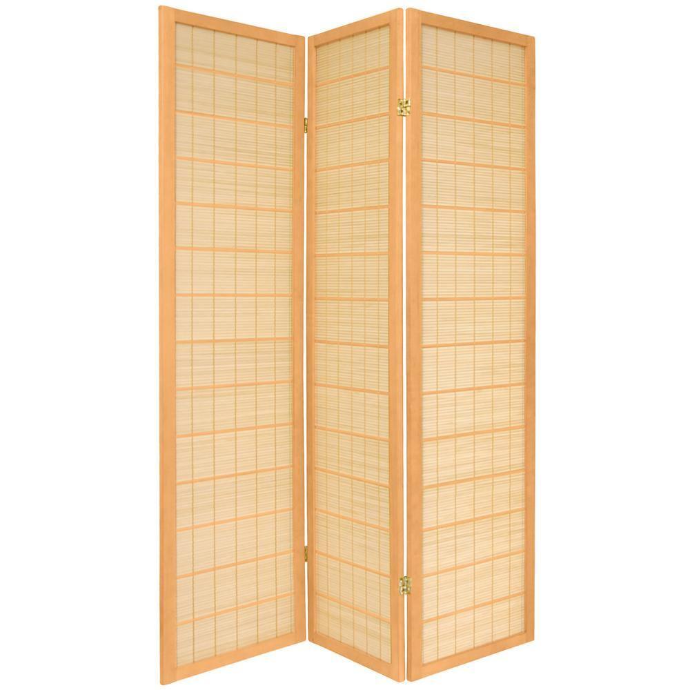 Oriental Furniture 6 Ft Tall Kimura Shoji Screen, Natural color, 3 panel