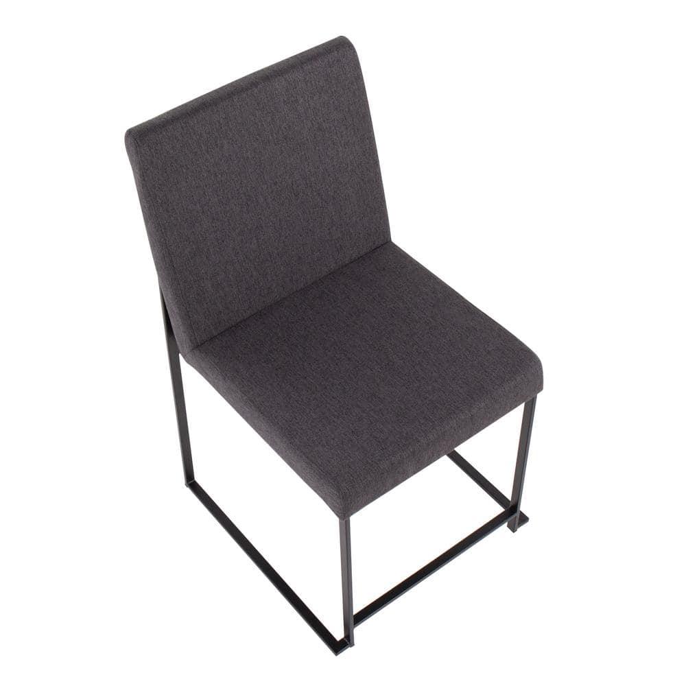 Set of 2 Highback Fuji Polyester/Steel Dining Chairs Black/Charcoal - LumiSource: Modern Kitchen & Room Seating, Foam Padded