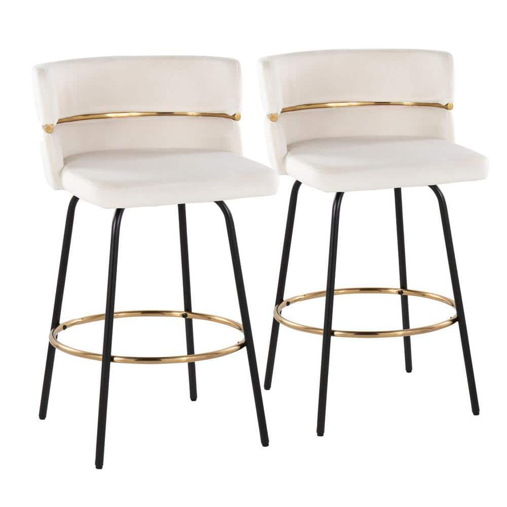 LumiSource Beige Cinch Claire 26" Fixed-Height Counter Stool - Set of 2