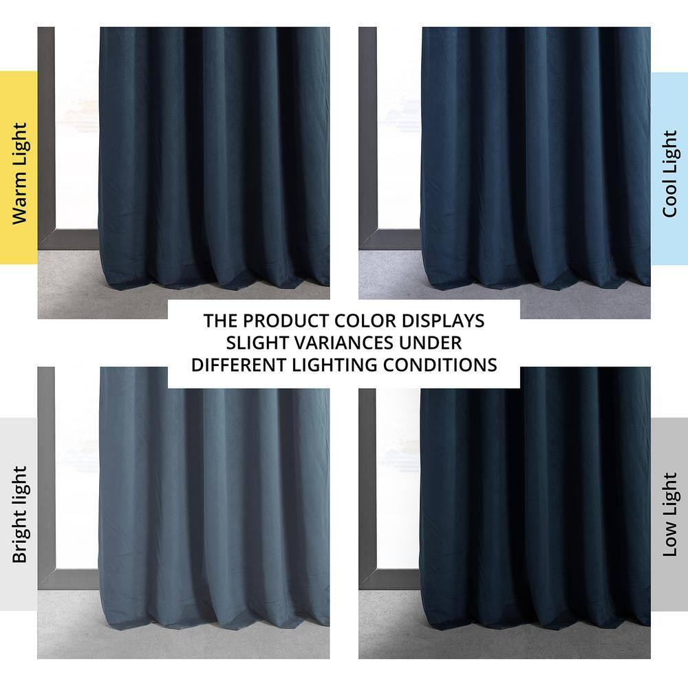 Half Price Drapes Signature Midnight Blue Velvet Blackout Curtains For Bedrooms (1 Panel), 50WX 84L