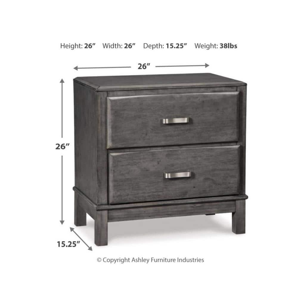 Caitbrook Nightstand Gray - Signature Design by Ashley: Contemporary Style, Wood Frame, Metal Glides Storage